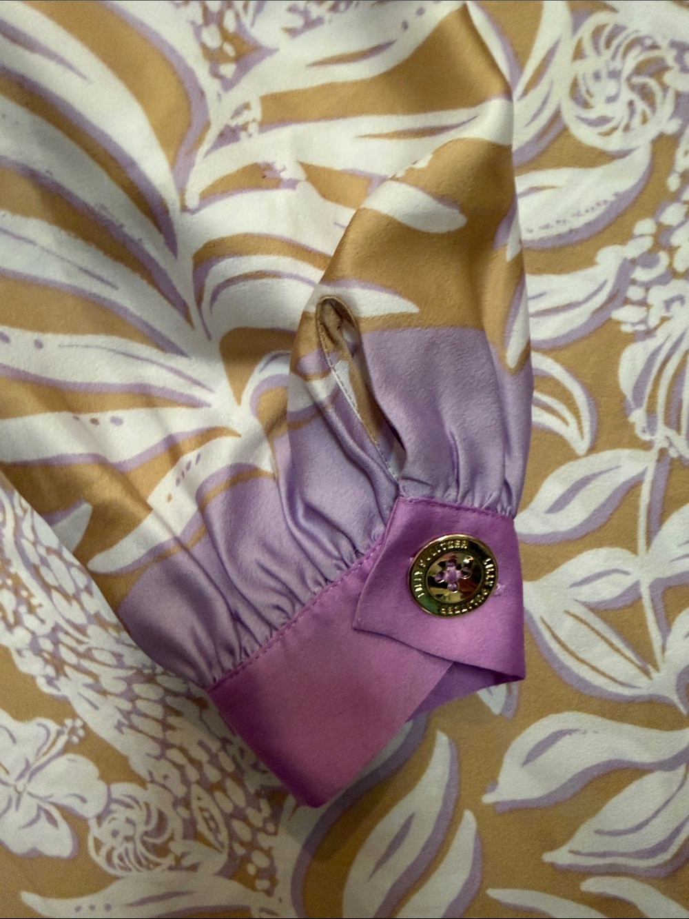 Lilly Pulitzer Tan and Lavender Floral Button-Front Top - Picture 5 of 8